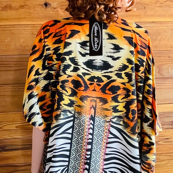 SHORE DRIVE NWT Leopard ZEBRA PEARLS Print CAFTAN O/S - Picture 6 of 13